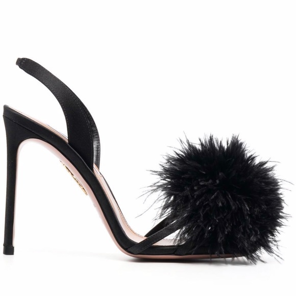 ❌SOLD❌ AQUAZZURA 40
Black Boudoir Feather-Trim Sandals - Picture 4 of 11